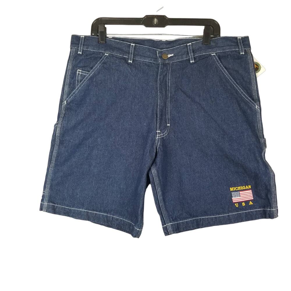 BERNE Men's Denim Carpenter Work Shorts Size 38 Pockets 100% Cotton MIchigan USA